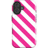 Pink and White Geometric Stripes iPhone 16 Plus Impact Case